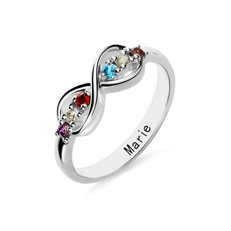 Personalized Birthstone Infinity Name Ring For Her Getnamenecklace