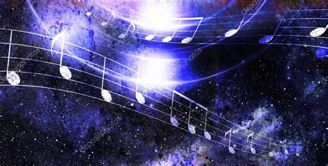 Music Note And Space With Stars Abstract Color Background Music