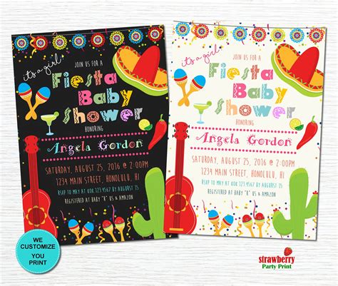 Fiesta Baby Shower Invitations Mexican Baby Shower Etsy