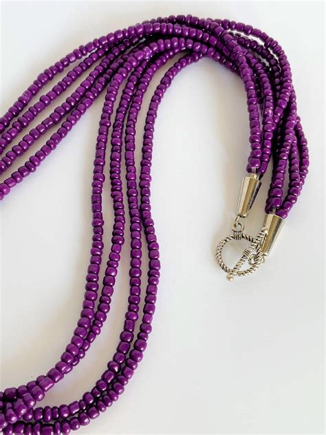 Deep Purple Seed Bead Necklace With Four Strands Etsyde