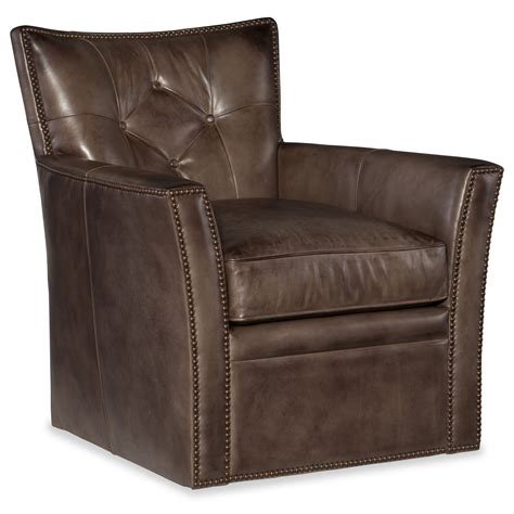 Hooker Furniture Conner Transitional Leather Swivel Club Chair With
