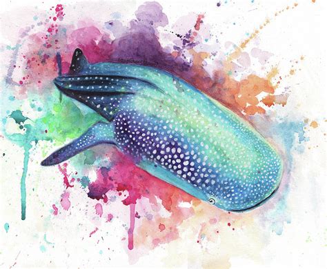 Watercolor Whale Shark Painting By Gretchen Valencic Fine Art America