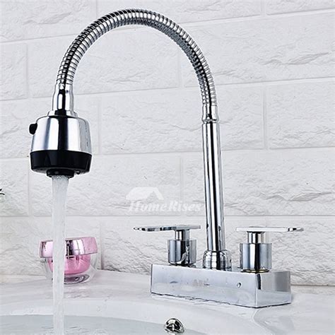 14 types of kitchen faucets you should know before you buy. Gooseneck Kitchen Faucet Centerset Silver 2 Hole Chrome ...