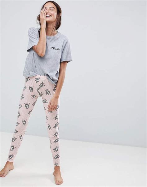 Design Frenchie Tee And Legging Pajama Set Asos Threadbare Stylish