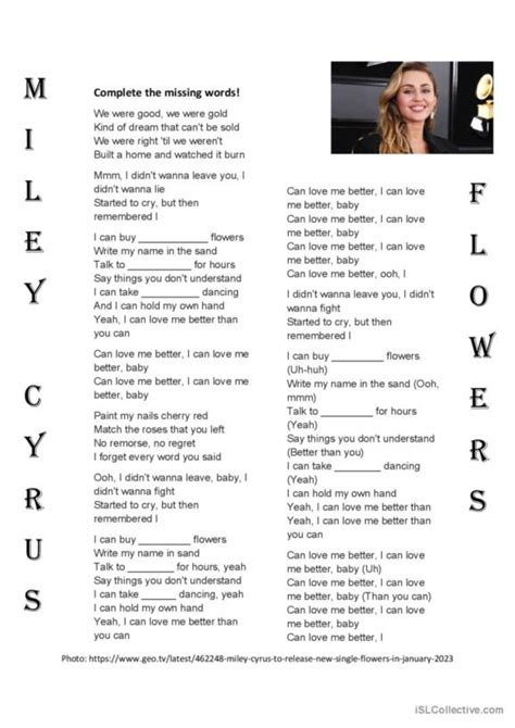 52 Miley English ESL Worksheets Pdf Doc