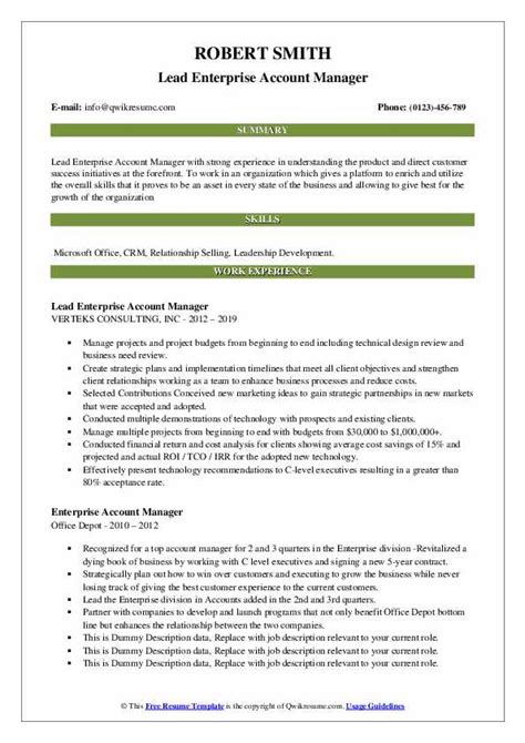 Check spelling or type a new query. Enterprise Account Manager Resume Samples | QwikResume
