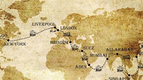 Phileas Fogg S Journey Around The World In 80 Days Map Of Route Bmw