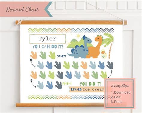 Printable Dinosaur Reward Chart Chore Chart Daily Schedule Etsy