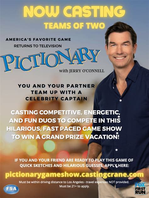 Casting Game Show Pictionary In Los Angeles Area Teams Of 2