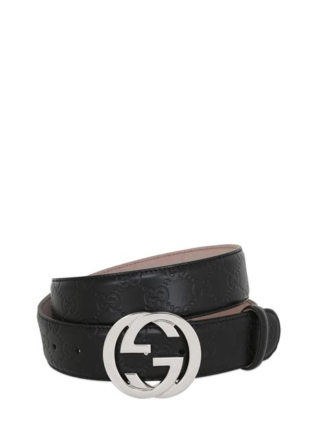 Gucci 4cm Gg Embossed Leather Belt In Black For Men Lyst
