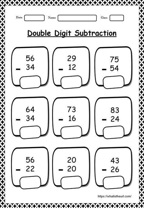 2 Digit Subtraction Worksheet