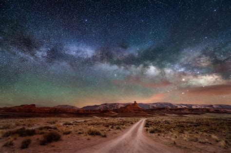 Desert Dirt Road Landscape Milky Way Nature Night Sky Starry Sky Stars