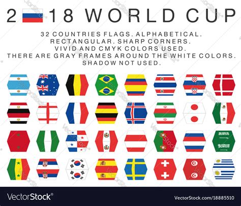 Rectangular Flags 2018 World Cup Countries Vector Image