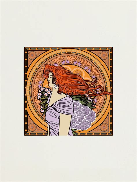 Vintage Art Nouveau Redhead Pretty Woman Poster Photographic Print By