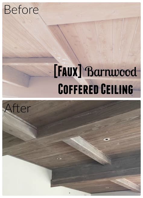 The entire coffered ceiling is only a series of faux (fake) beams, hence the framing aspect is very straight forward and relatively fast. from Gardners 2 Bergers: Faux Barnwood Coffered Ceiling