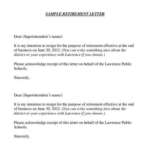 Retirement letter template how to write a retirement letter. Letter Of Resignation Template For Retirement - Sample ...