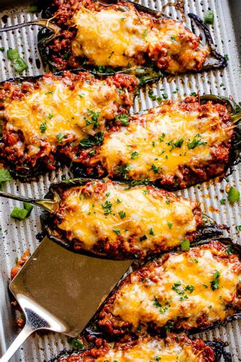 Easy Chili Stuffed Poblano Peppers Recipe Diethood