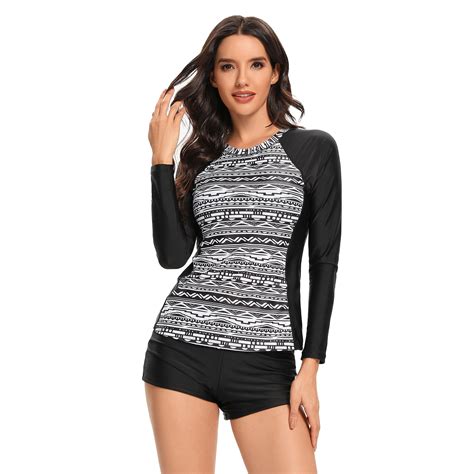 Products With Free Delivery Jasambac Women Piece Rash Guard Zipper Uv