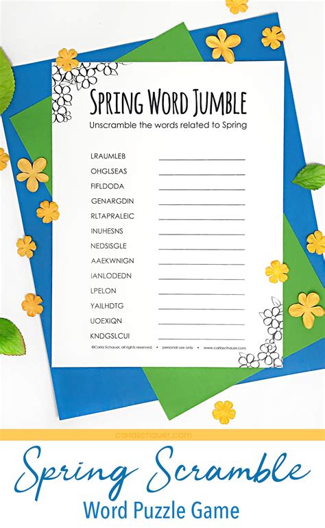 Spring Word Scramble Printable Carla Schauer Designs