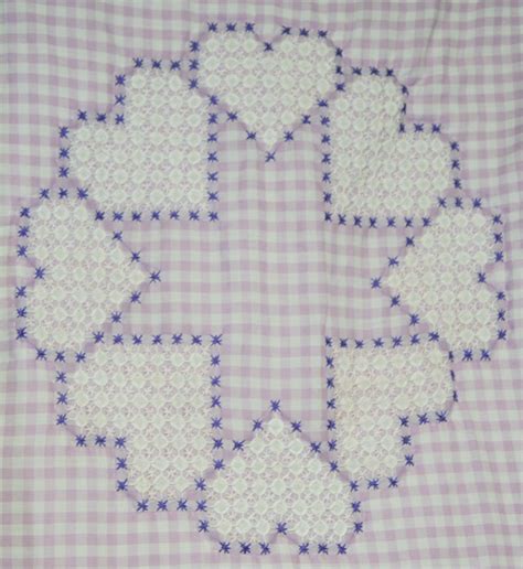 Gingham Cross Stitch Hearts Gingham Embroidery Chicken Scratch
