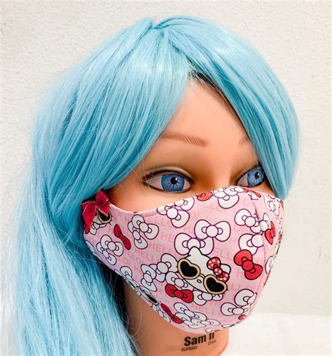 Hello Kitty Kawaii Face Mask With Filter Pocket Adult Bows Etsy