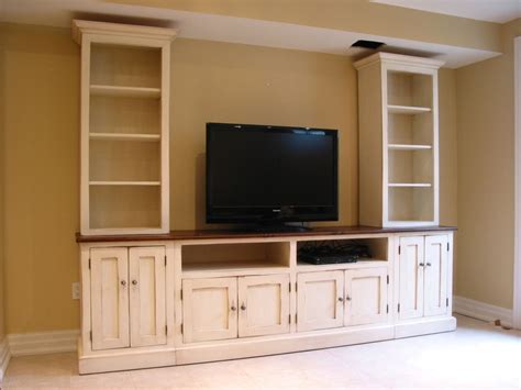 tv center wood tv wall unit hand painted media center