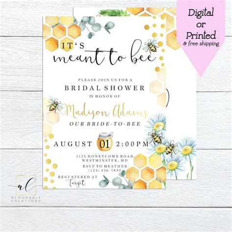 Honey Bee Bridal Shower Invitation Its Meant To Bee Etsy
