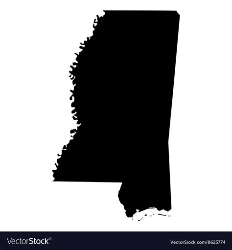 Map Of The Us State Of Mississippi Royalty Free Vector Image