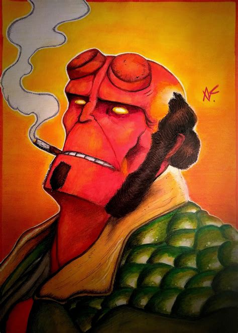 Just Finished My Hellboy Drawing What Do You Guys Think