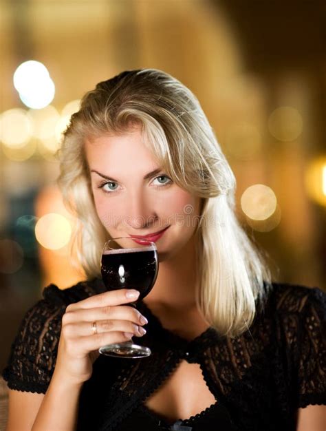 Woman Drinking Red Wine Stock Image Image Of Lady Bokeh 7586561