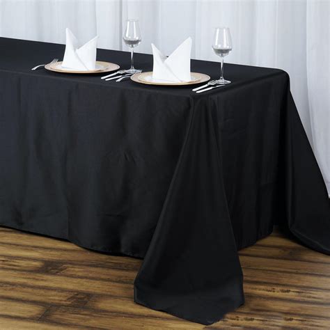 buy 90 x132 black seamless premium polyester rectangular tablecloth pack of 1 tablecloth at