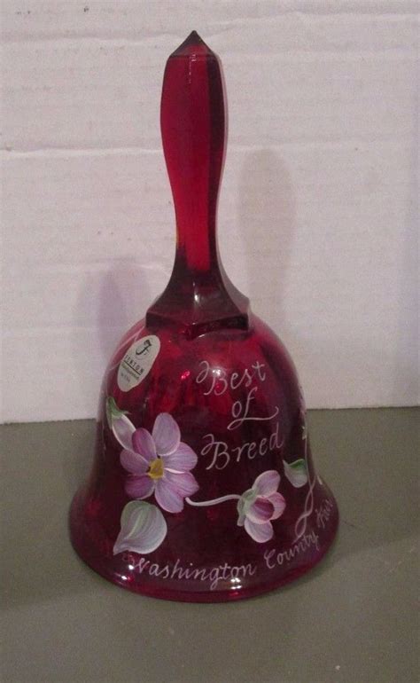 Beautiful Red Fenton Bell Best Of Breed Signed M Flemming Fenton Glass Art Glass