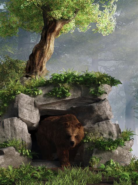 Grizzly Bear Cave Digital Art By Daniel Eskridge Pixels