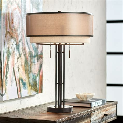 Franklin Iron Works Modern Table Lamp Industrial Dark Oil Rubbed Bronze