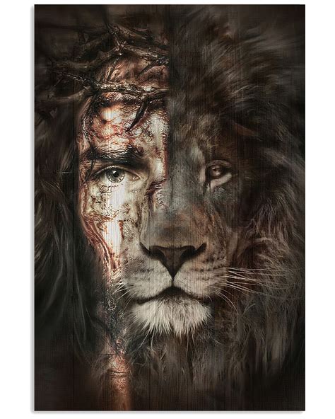 Jesus And Lion Poster In 2021 Jesus And Lion Lion