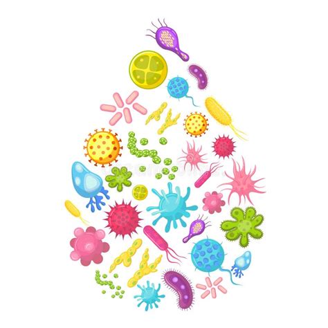 Micro Organismes Colorés Densemble De Bactéries Et De Germes Maladie