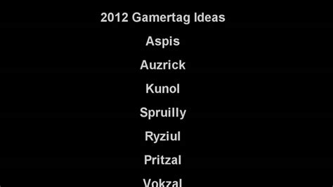 2012 Gamertag Ideas Youtube