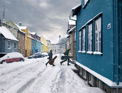 Winter In Downtown Reykjavík Iceland Makes The Houses Shine Bright In