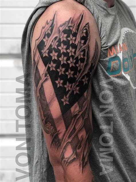 Flying american bald eagle with flag tattoo on left back. Pin on Von Toma Tattoos