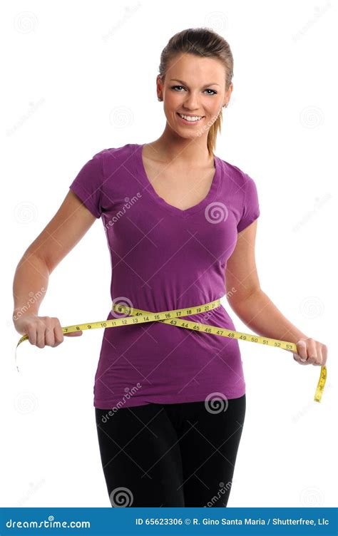 Woman With Measuring Tape Around Waist Stock Photo Image Of Loss
