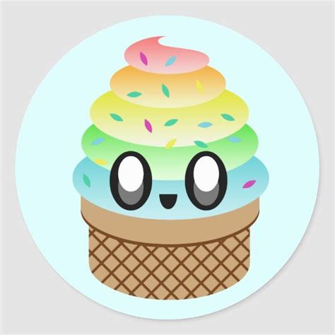 Download kawaii ice cream rainbow sprinkles classic round sticker # ...