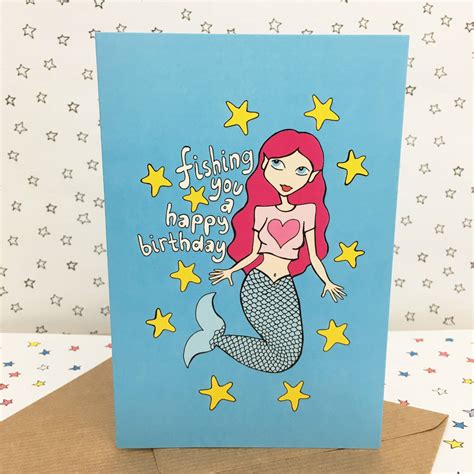 Hallmark shoebox funny birthday card (guide to avocados). Mermaid Birthday Card By Ladykerry Illustrated Gifts ...