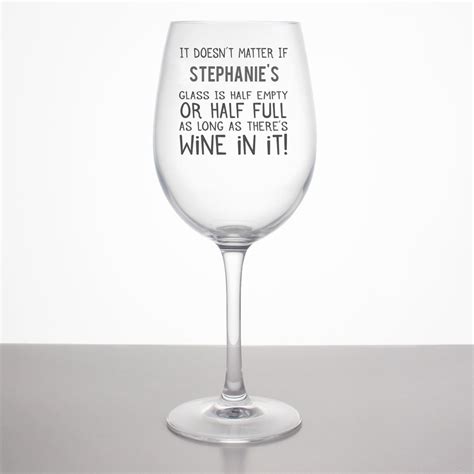Personalised Half Emptyhalf Full Wine Glass