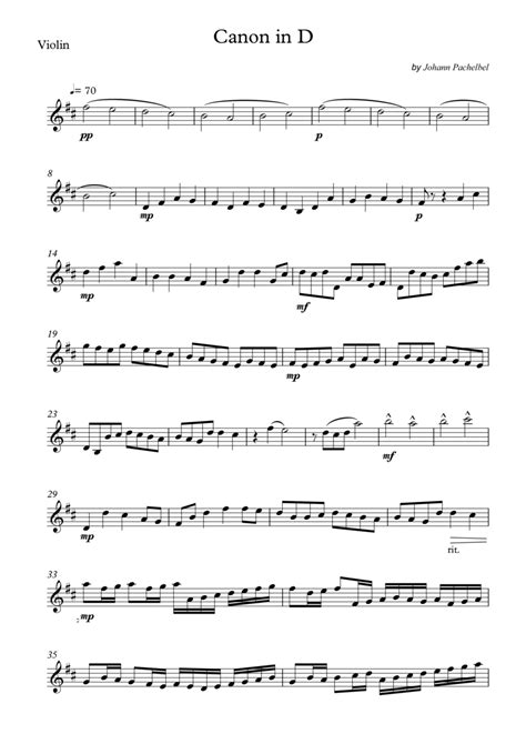 Canon In D Violin Arr Wesley S Silva Sheet Music Johann Pachelbel Violin Solo