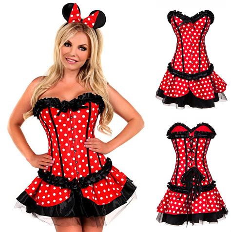 2016 Red Minnie Mouse Dress Adult Halloween Costumes For Women Minnie