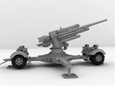 Flak 36 37 88mm Anti Aircraft Gun 3d Model 3ds Max Files Free Download