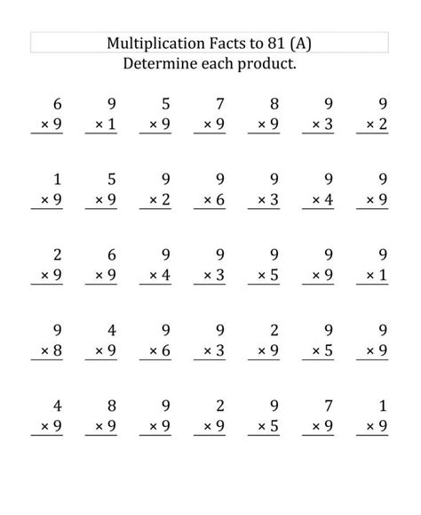 Multiplication By 9 Worksheets