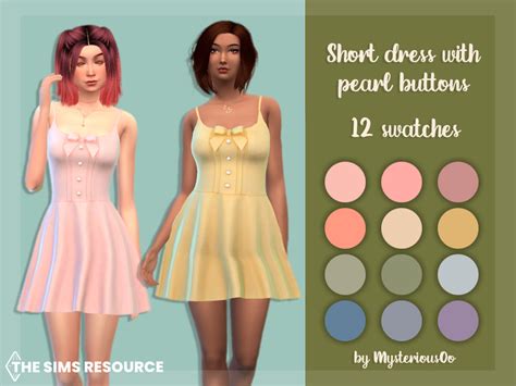 The Sims Resource Short Dress With Pearl Buttons