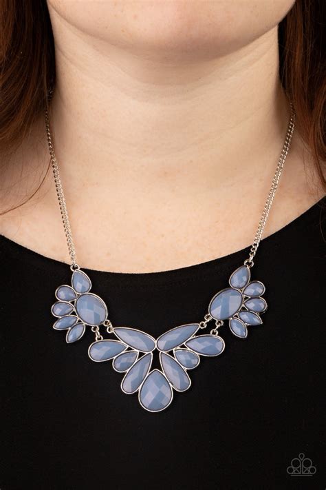 Paparazzi A Passing Fan Cy Blue Necklace And Earring Set