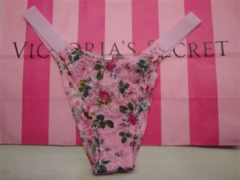 Victoria S Secret Lacie Brazilian High Leg Panty Pink With Floral Print